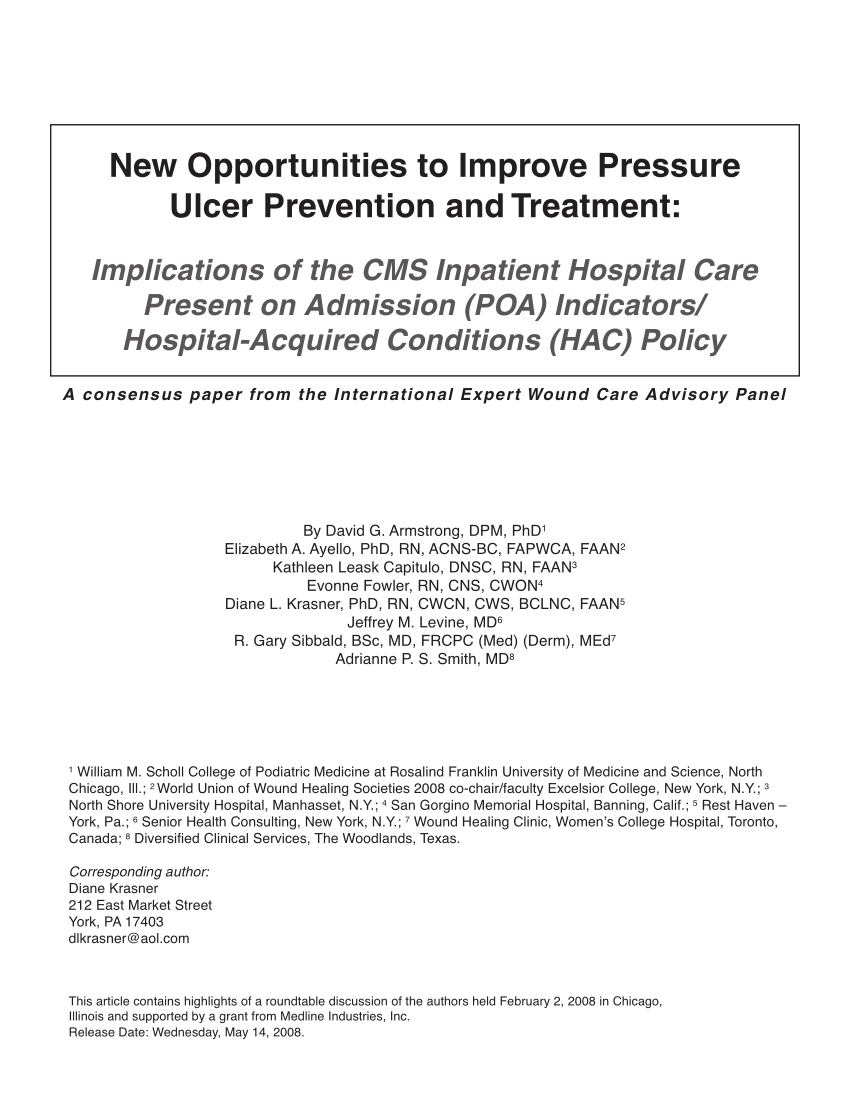 (PDF) New Opportunities to Improve Pressure Ulcer Prevention and