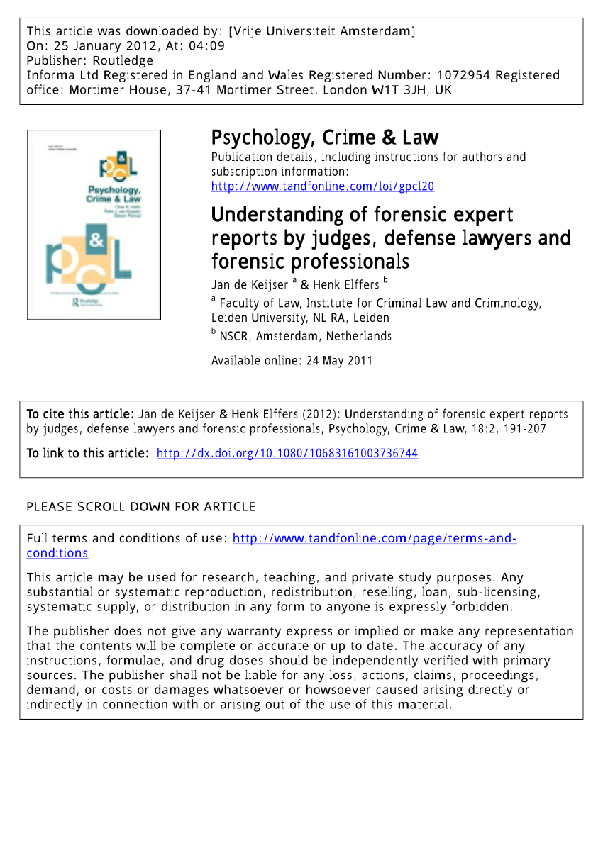 PDF) Understanding of forensic expert reports by judges, defense Regarding Forensic Report Template