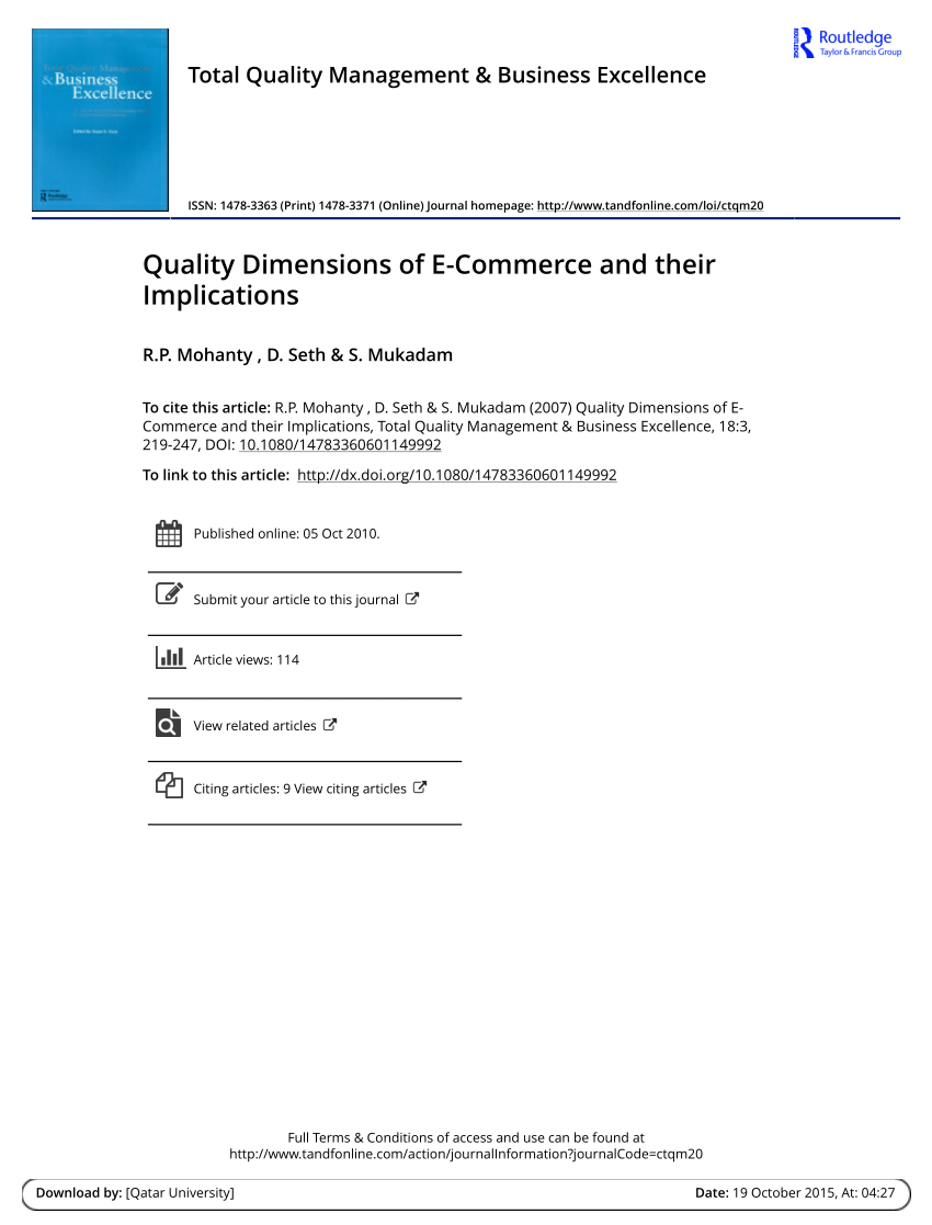 pdf quality dimensions of e commerce and their implications