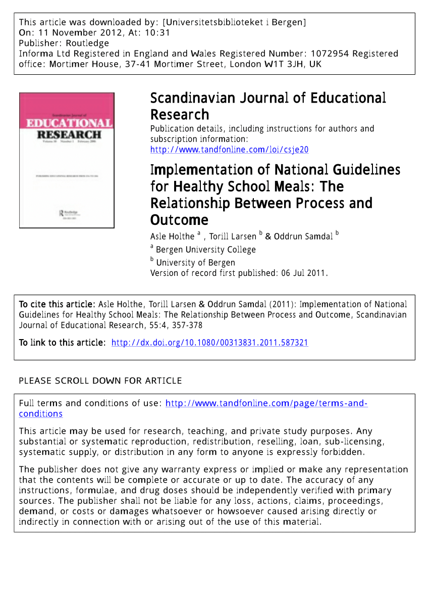 (PDF) Implementation of National Guidelines for Healthy School Meals