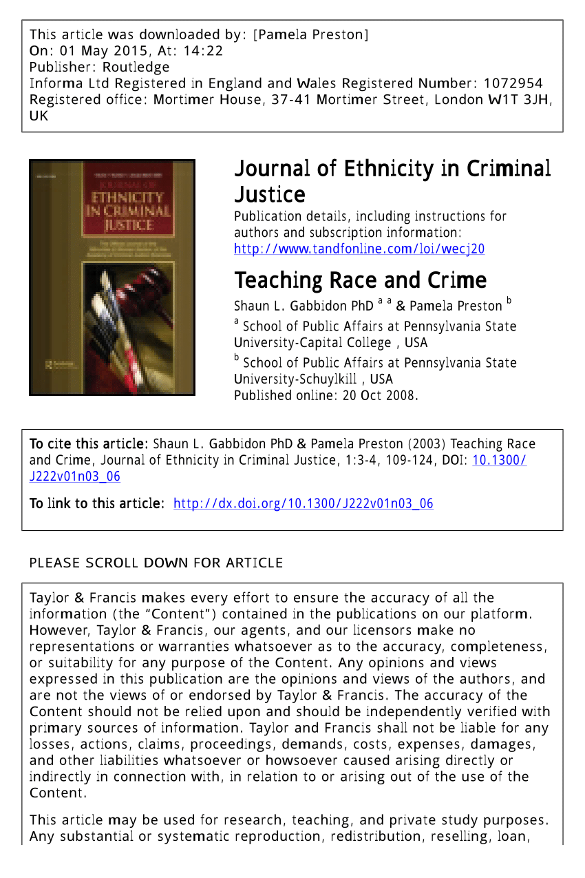 race and crime essay