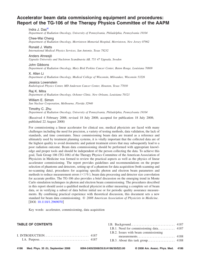 (PDF) Accelerator beam data commissioning equipment and procedures