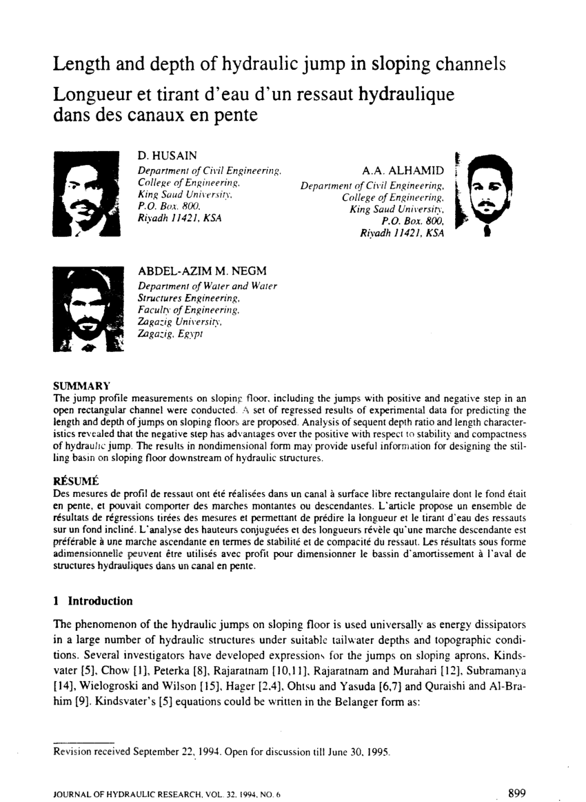 Pdf Length And Depth Of Hydraulic Jump In Sloping Channels