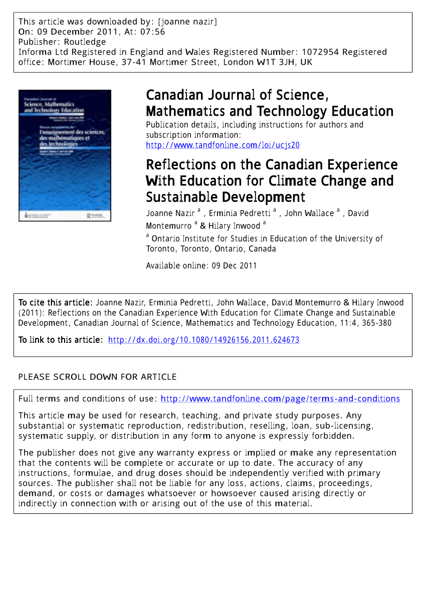 PDF) Reflections on the Canadian Experience With Education for ...
