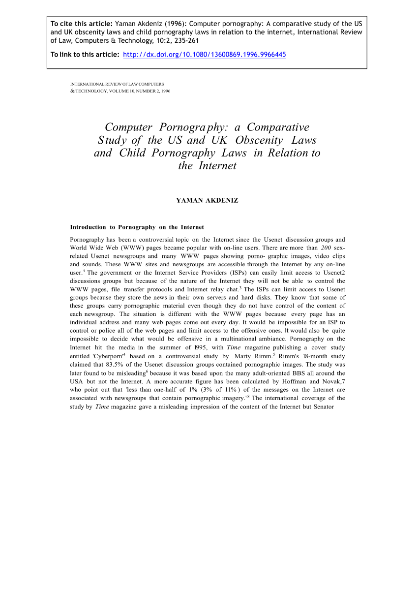 Nudist John Bbs - PDF) Computer pornography: A comparative study of the US and UK obscenity  laws and child pornography laws in relation to the internet