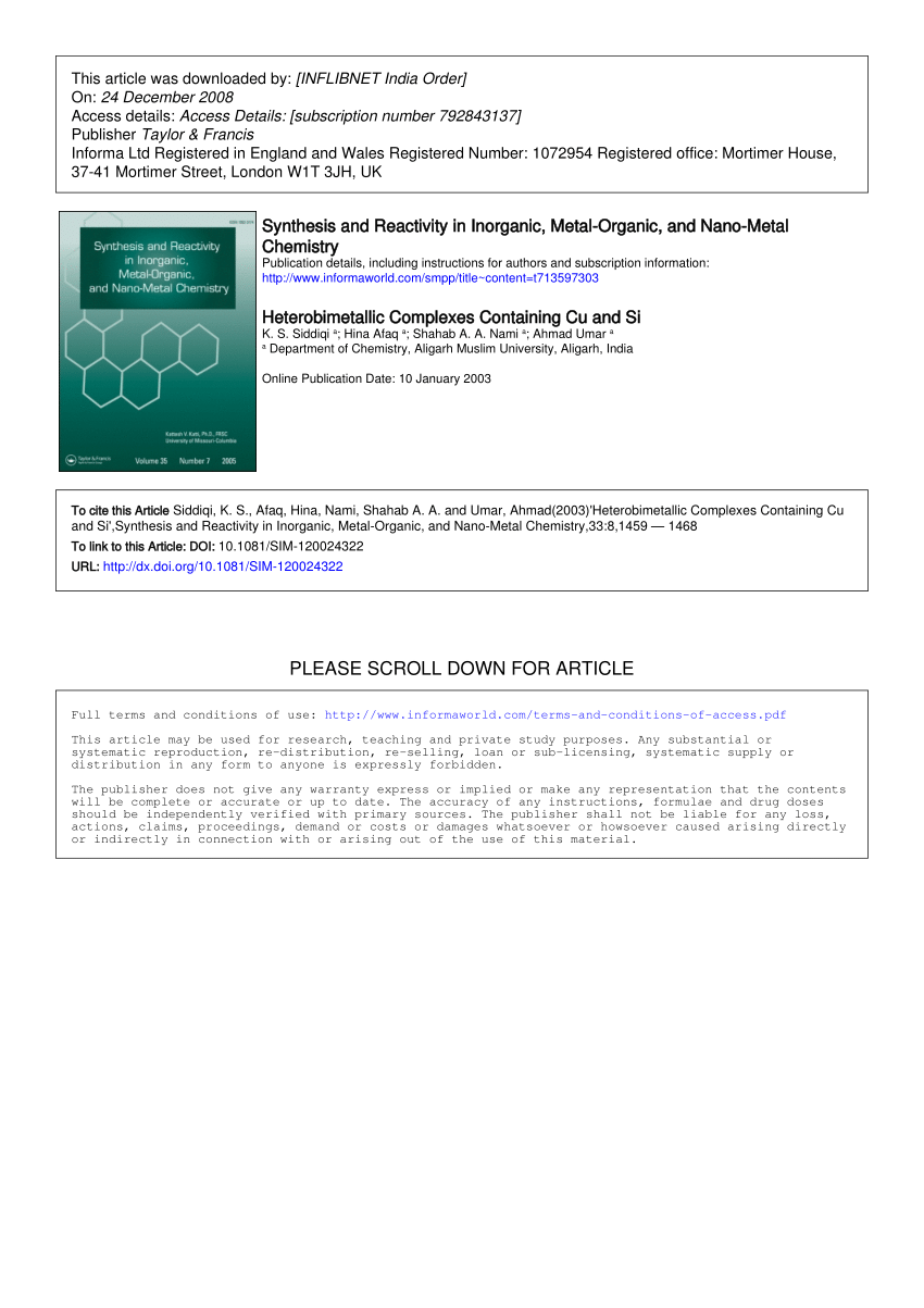 PDF) Convenient One‐Pot Synthesis of Symmetrical Dithiocarbamates