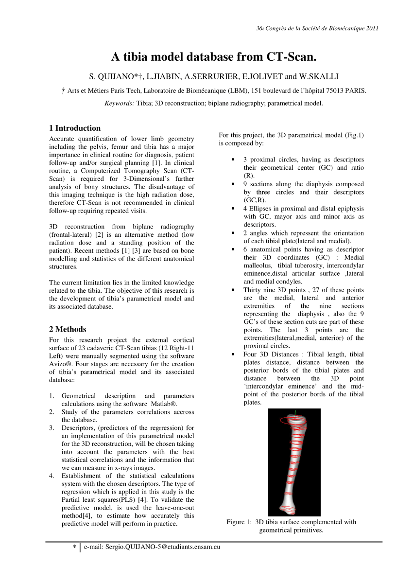 Pdf A Tibia Model Database From Ct Scan