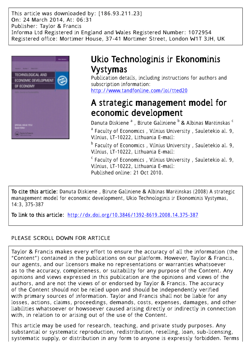 (PDF) A strategic management model for economic development