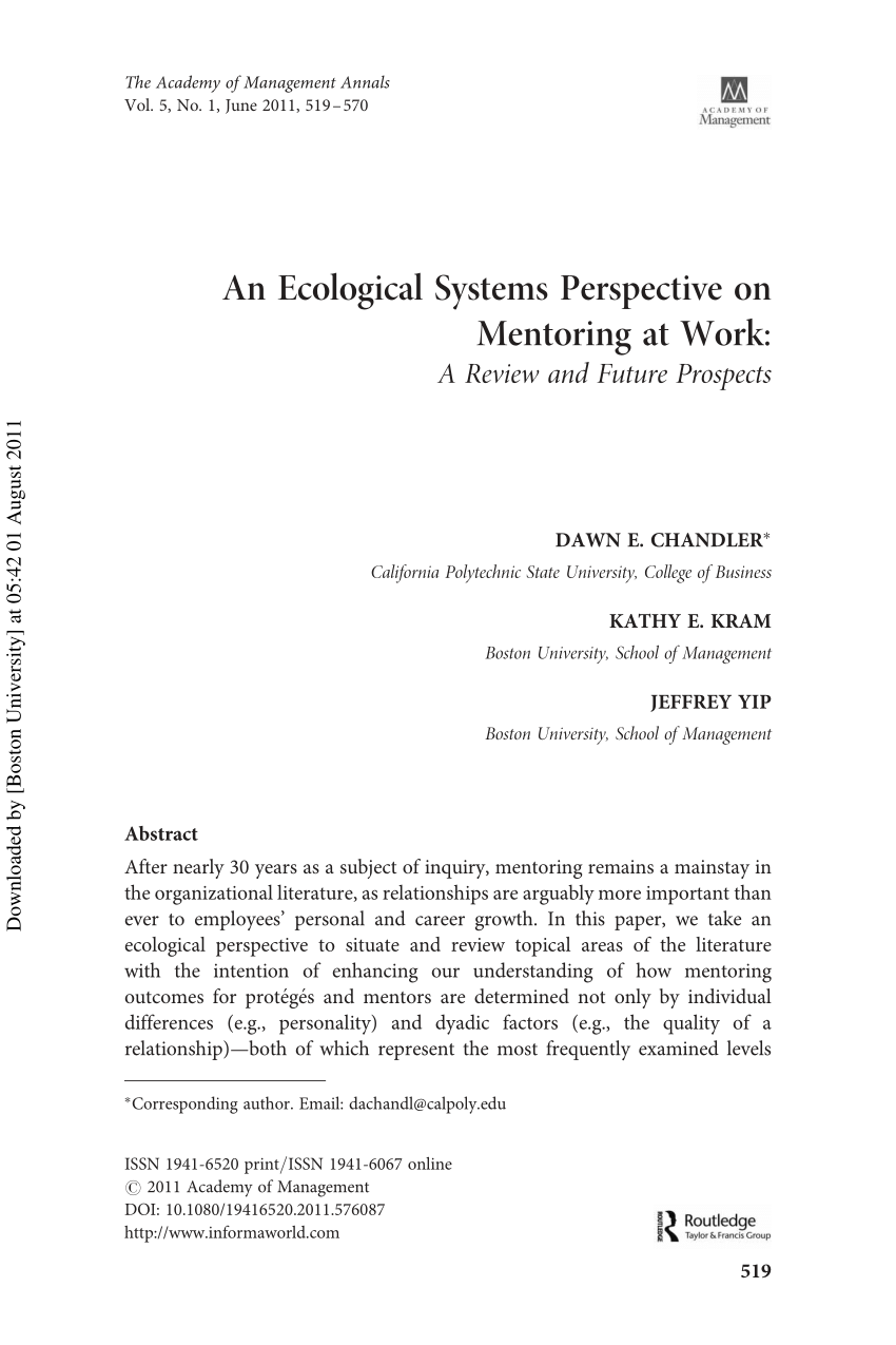 grus konstant dreng PDF) An Ecological Systems Perspective on Mentoring at Work: A Review and  Future Prospects