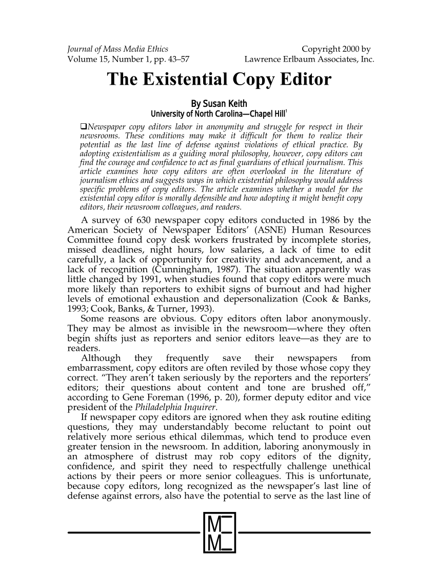 Pdf The Existential Copy Editor