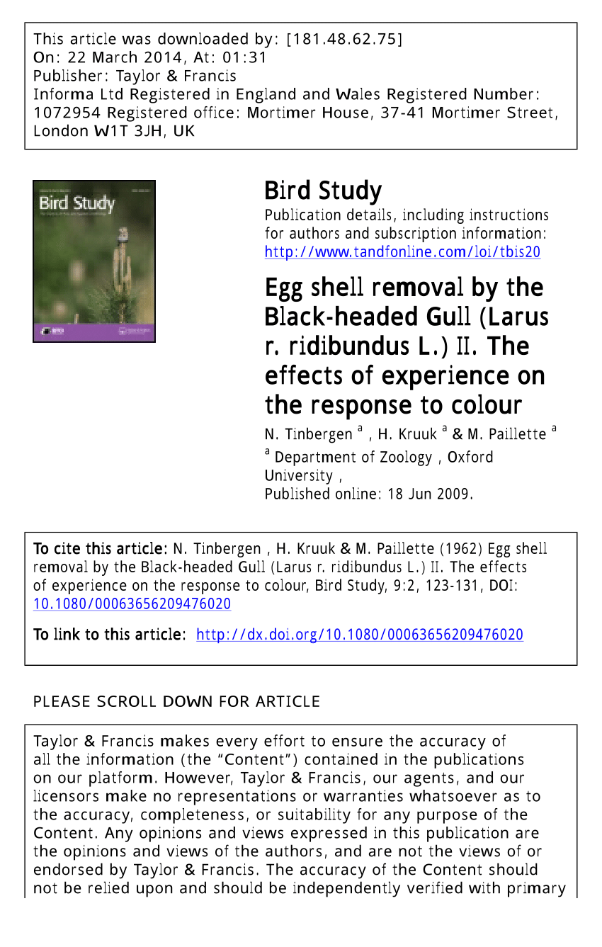 Pdf Egg Shell Removal By The Black Headed Gull Larus R Ridibundus L Ii The Effects Of Experience On The Response To Colour