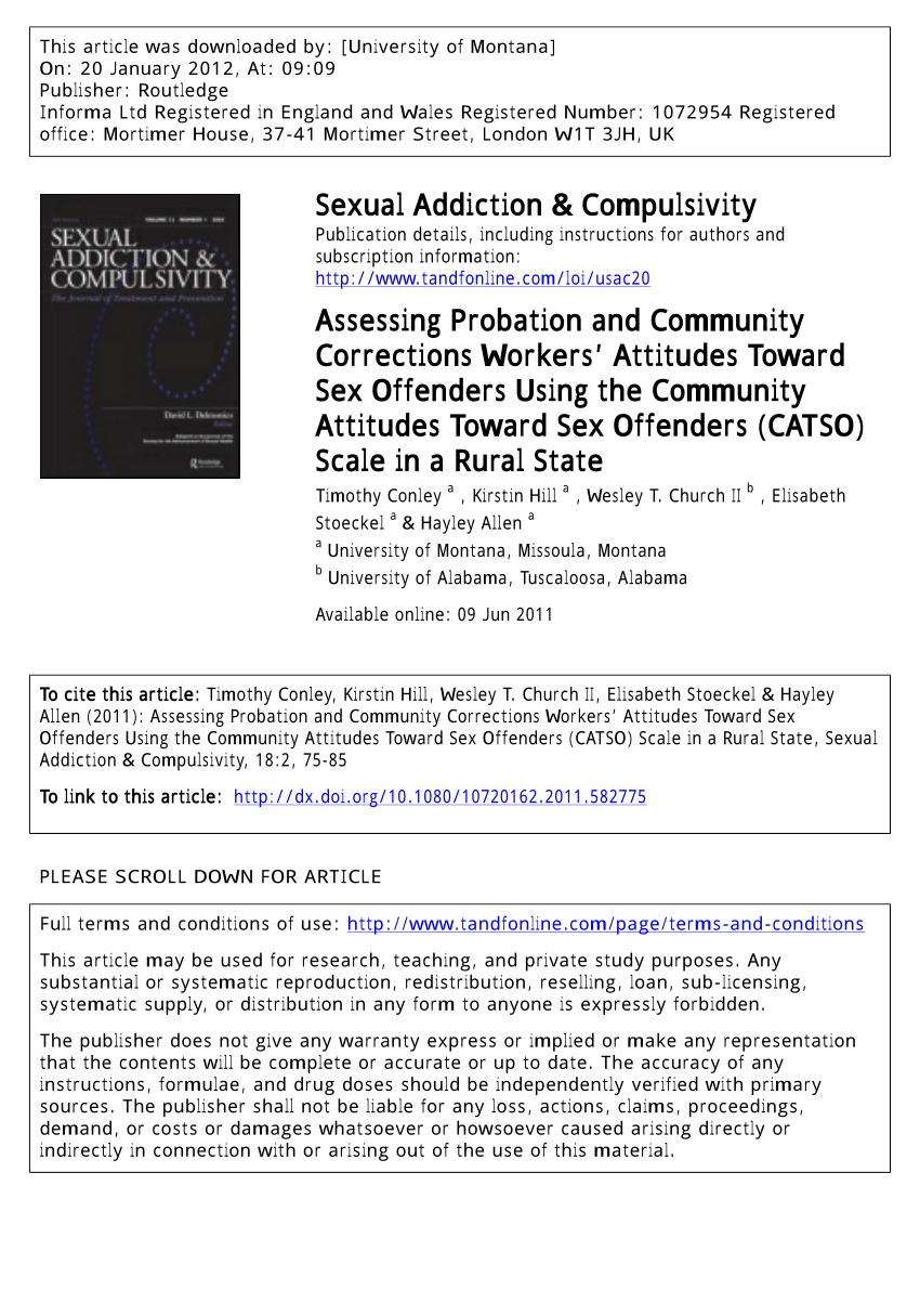 Pdf Assessing Probation And Community Corrections Workers Attitudes Toward Sex Offenders