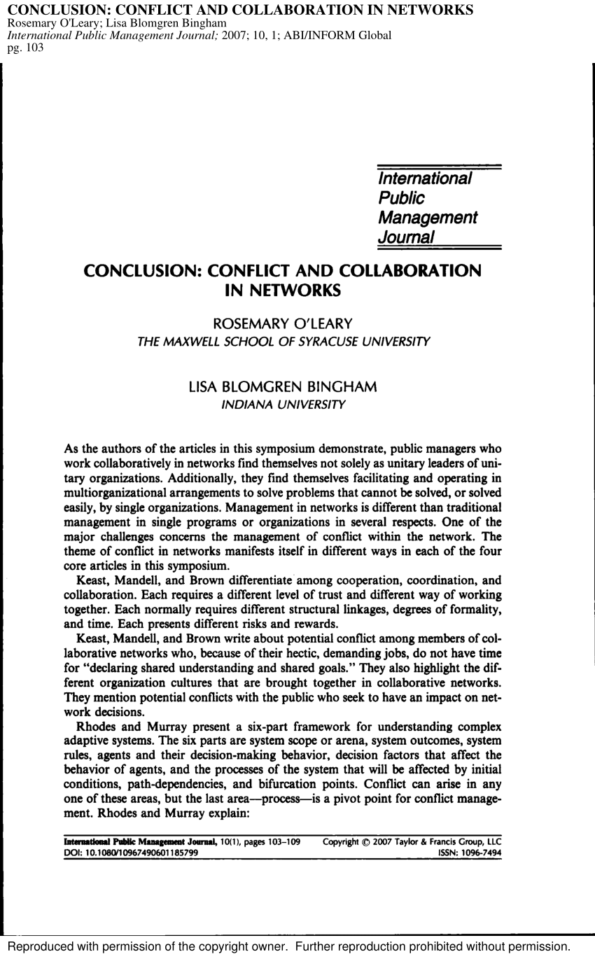 conflict management research paper conclusion