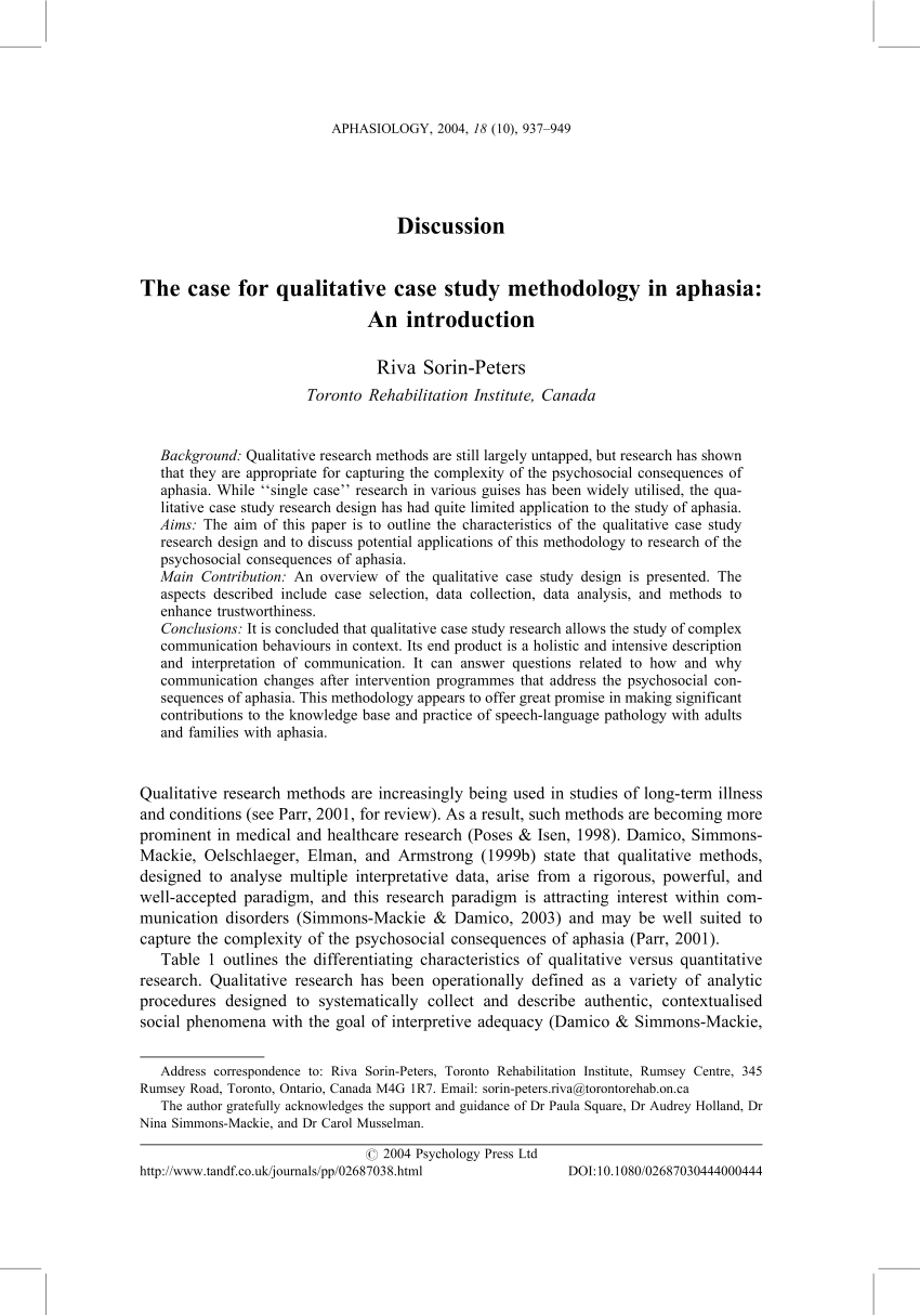 (PDF) Discussion The case for qualitative case study methodology in ...