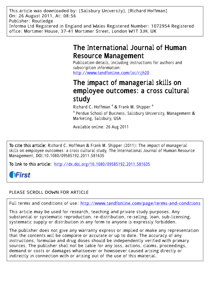 managerial skills research paper