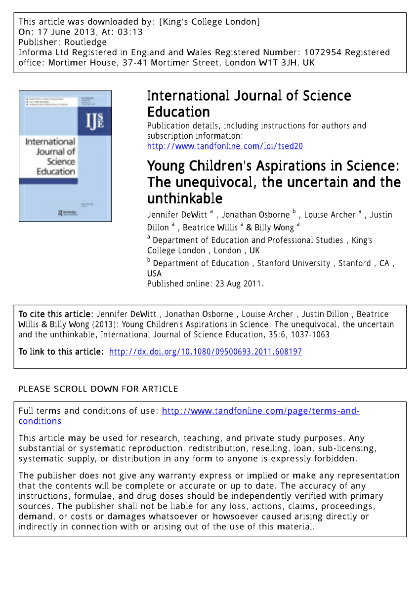 PDF Young Children s Aspirations in Science The Unequivocal the  