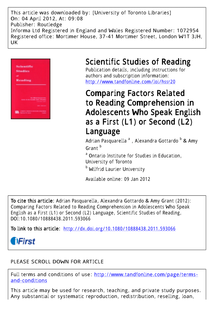factors affecting reading comprehension research paper