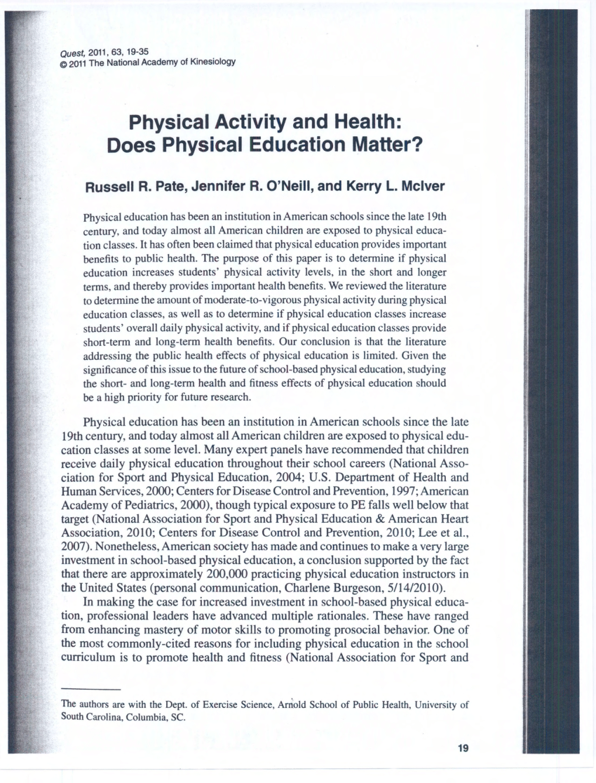 physical activity research topic