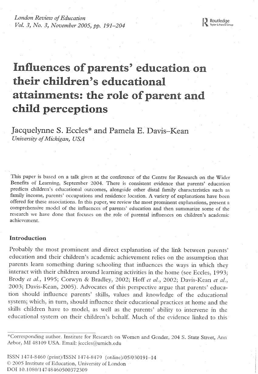 influence of parents on child development essay
