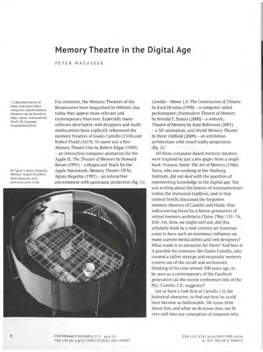 PDF Memory Theatre in the Digital Age