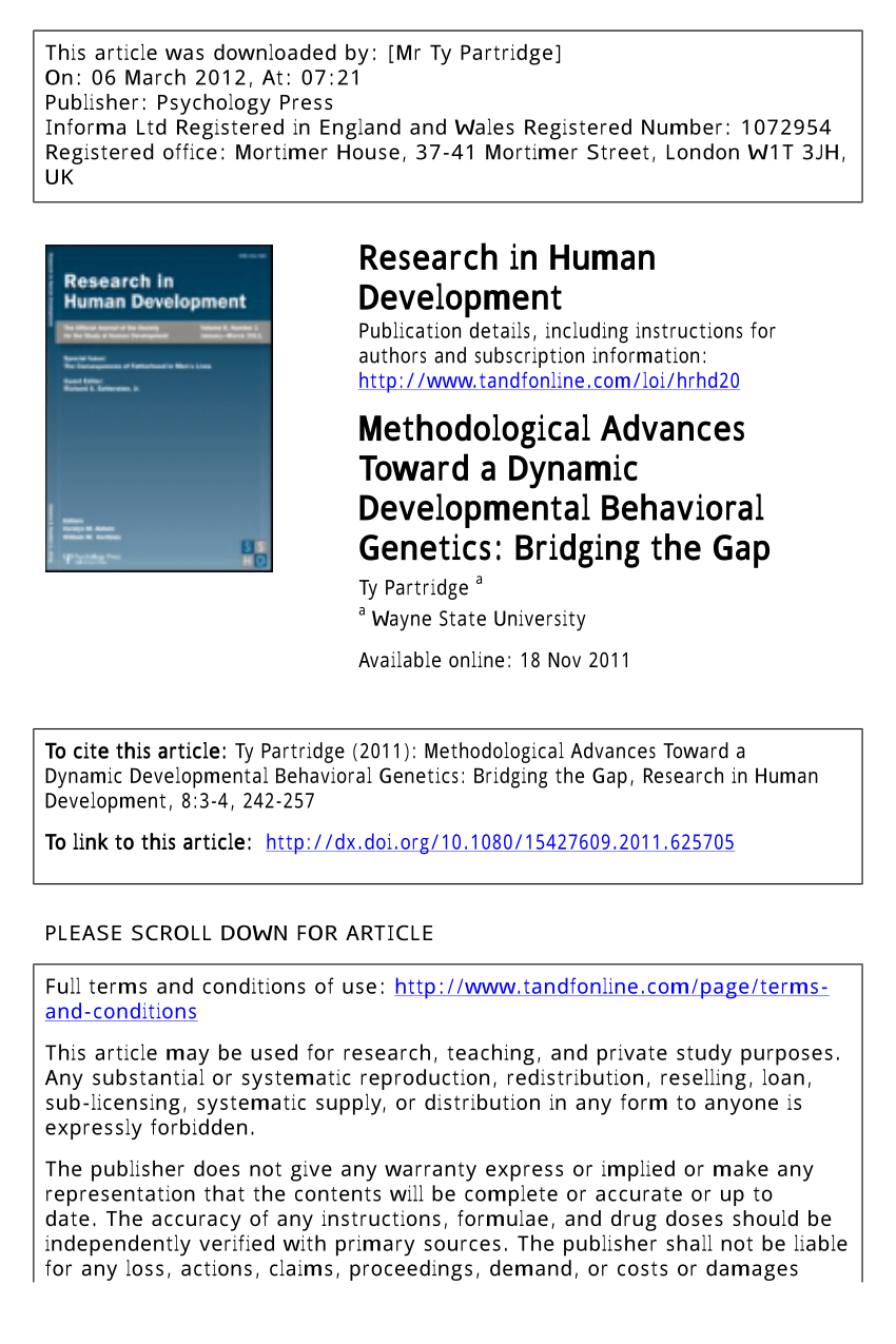 research articles on behavioral genetics