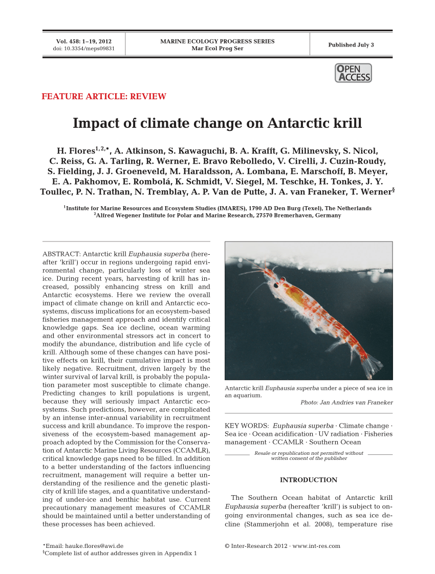 Pdf Impact Of Climate Change On Antarctic Krill