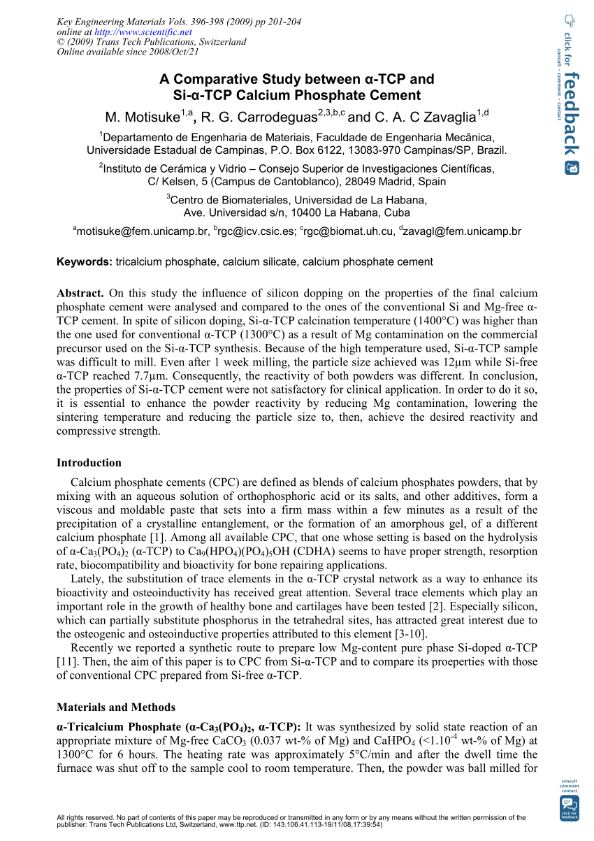 Pdf A Comparative Study Between A Tcp And Si A Tcp Calcium