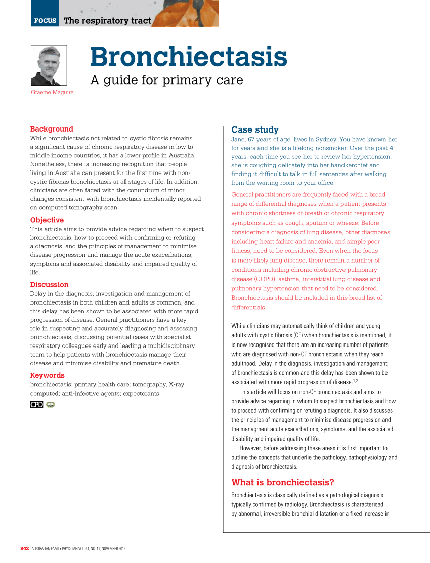 PDF Bronchiectasis A guide for primary care