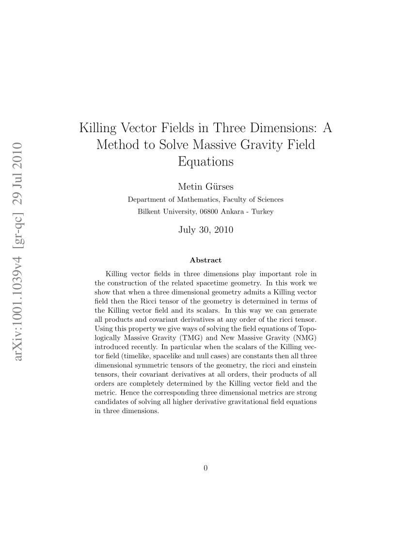 (PDF) Killing vector fields in three dimensions: A method to solve