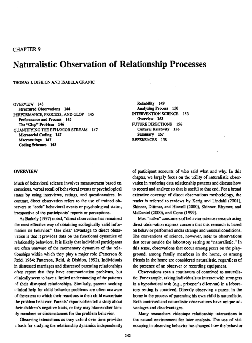 naturalistic observation psychology project