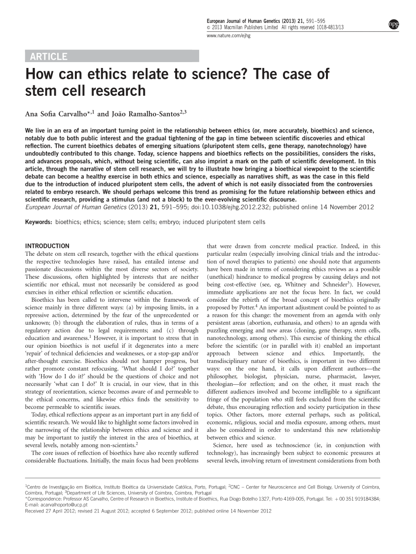 stem cell ethics research paper