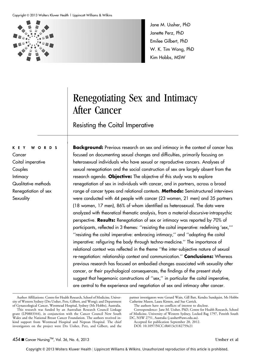 PDF) Renegotiating Sex and Intimacy After Cancer afbeelding