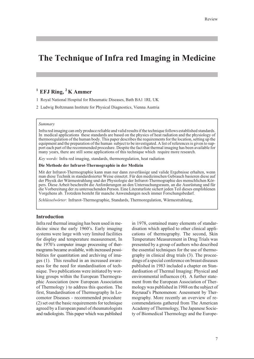 Carnicero Cancelar Recepción PDF) The Technique of Infra red Imaging in Medicine