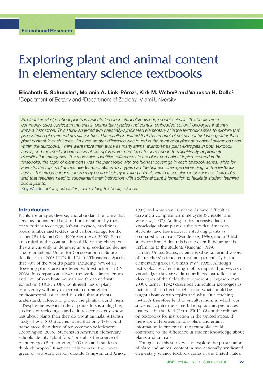 research title about plants and animals