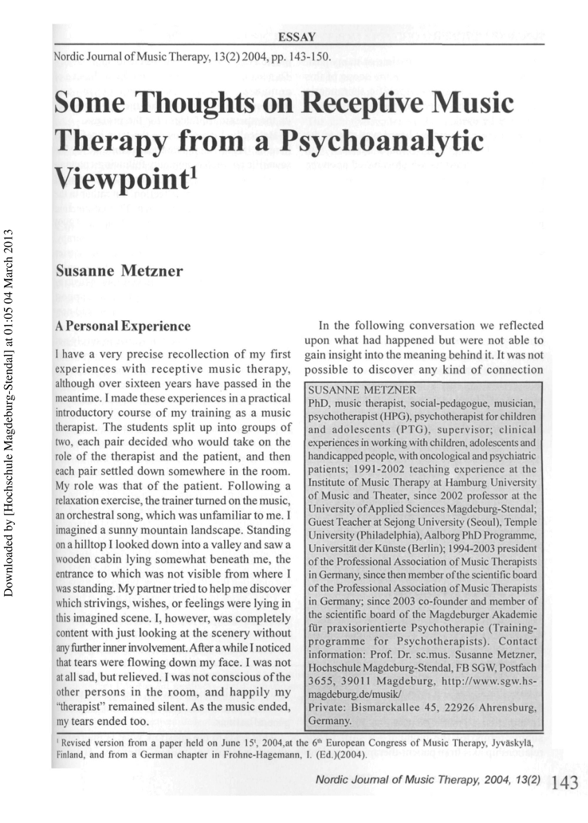 research essays on music therapy