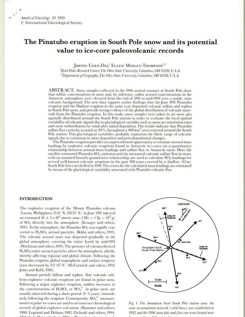 Pdf The Pinatubo Eruption In South Pole Snow And Its Potential