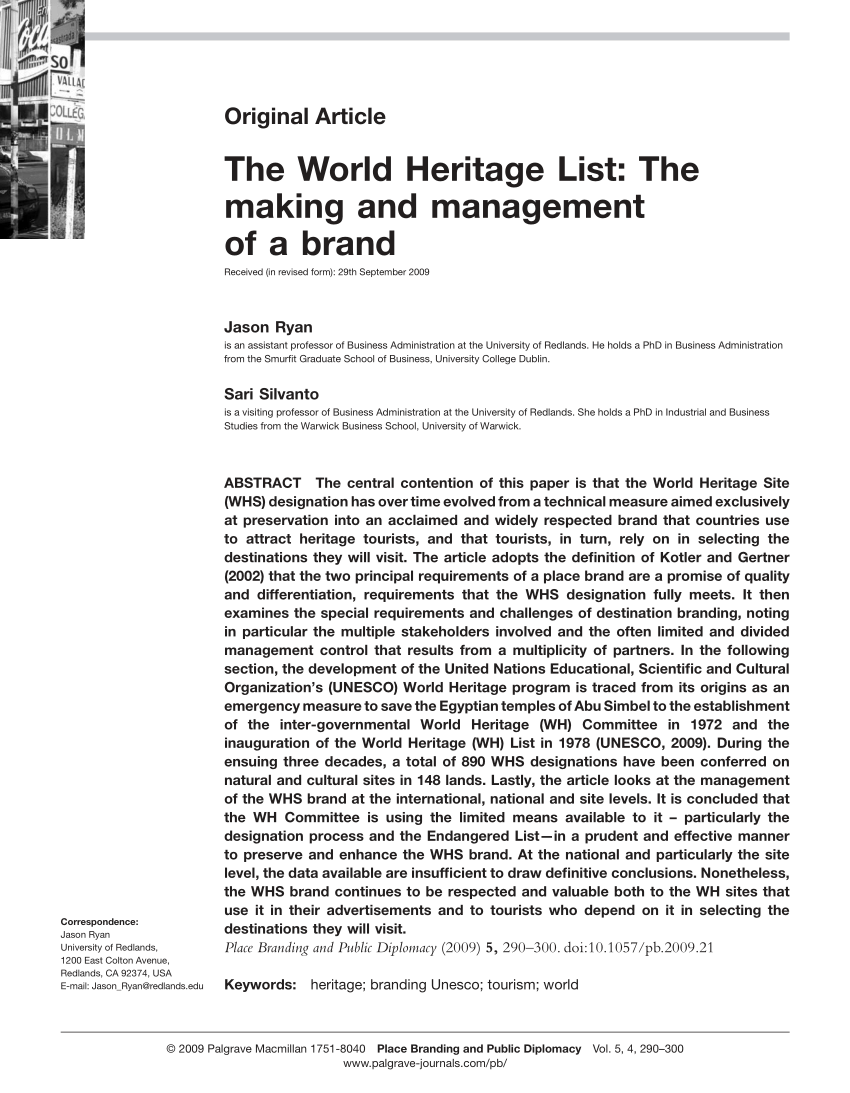 PDF) Measuring recreational value of world heritage sites based on