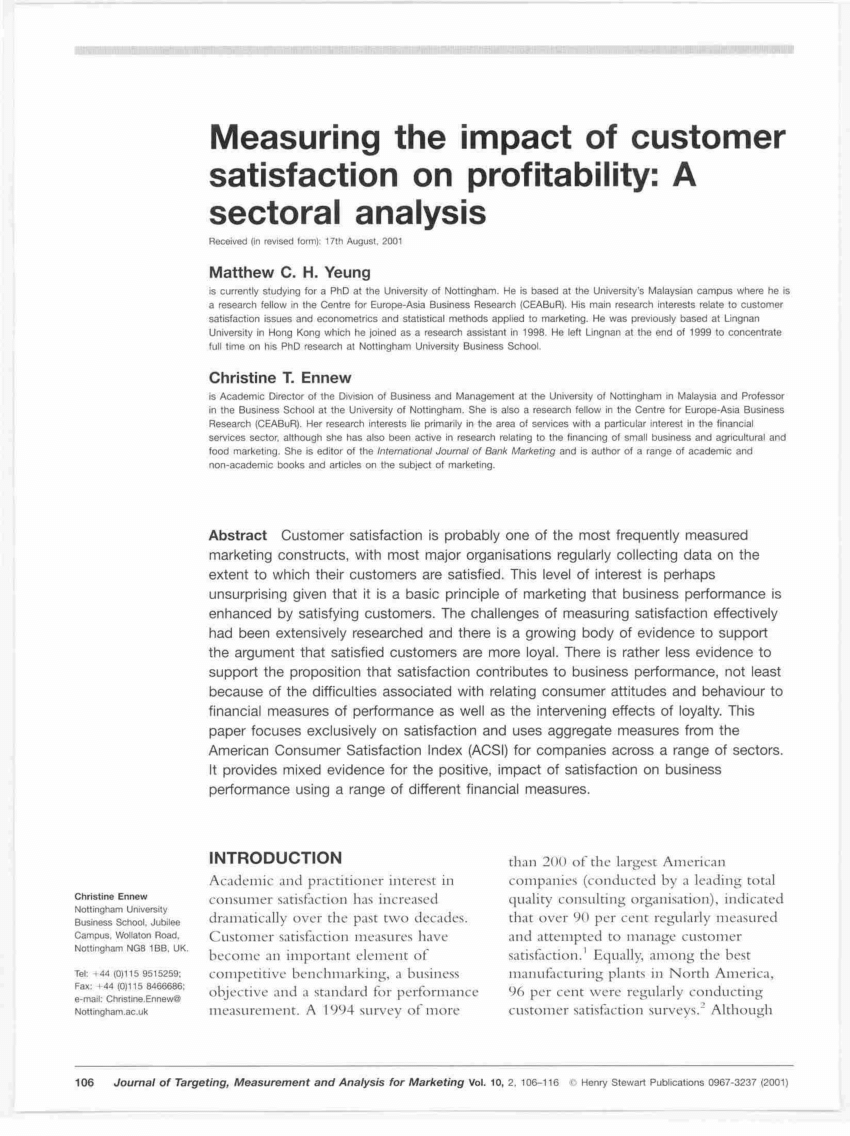 consumer satisfaction research paper