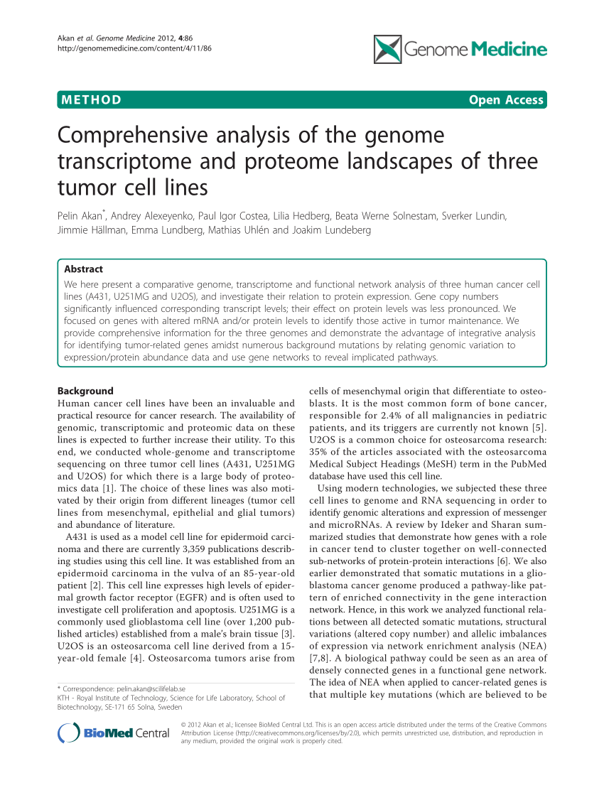 PDF) Comprehensive analysis of the genome transcriptome and 