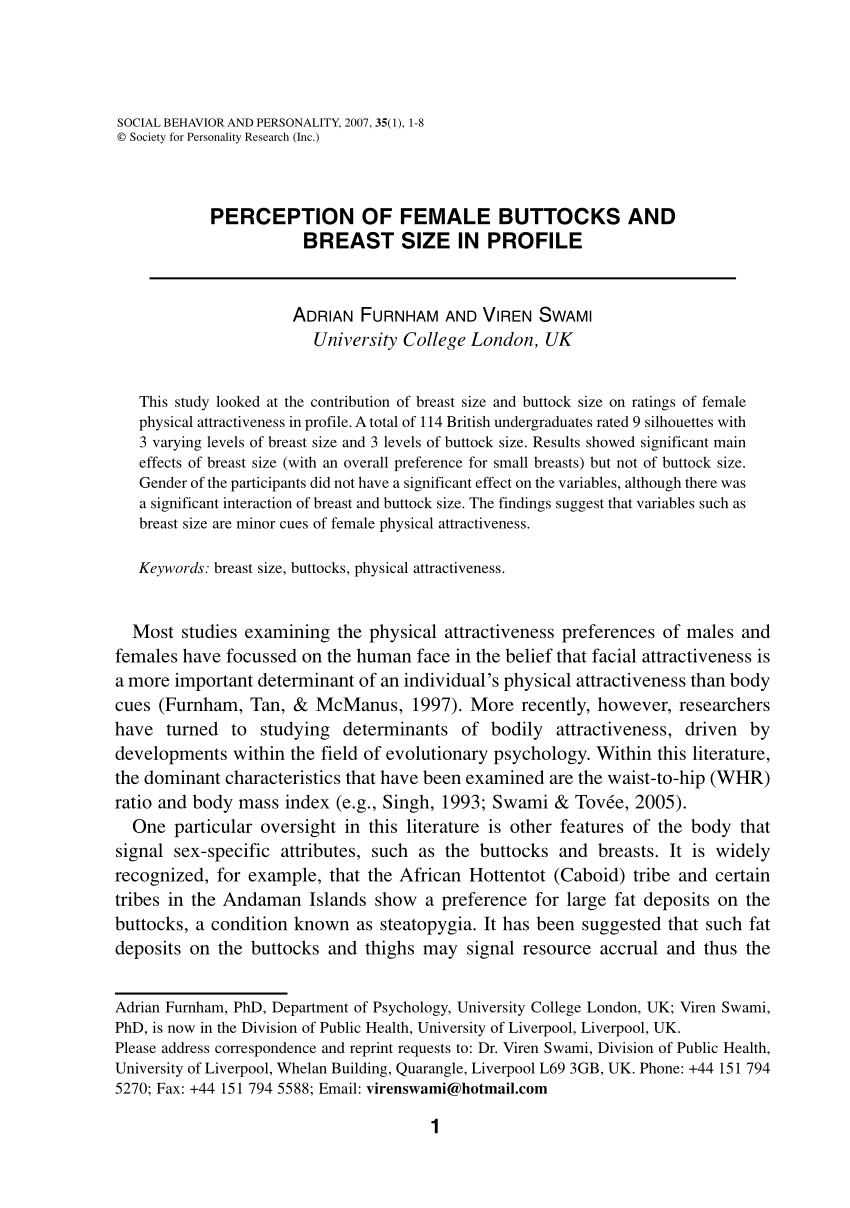 Black big ass models 2007 Pdf Perception Of Female Buttocks And Breast Size In Profile