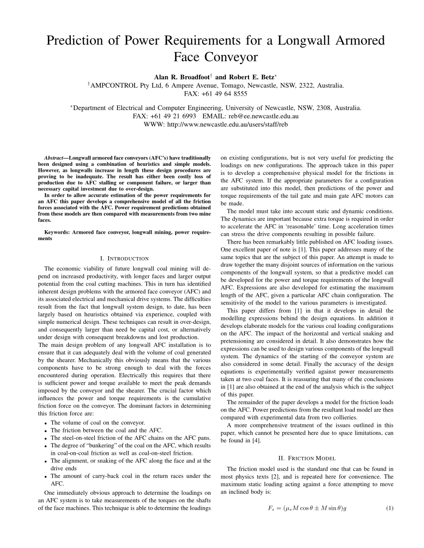 Armoured Face Conveyor, Introduction