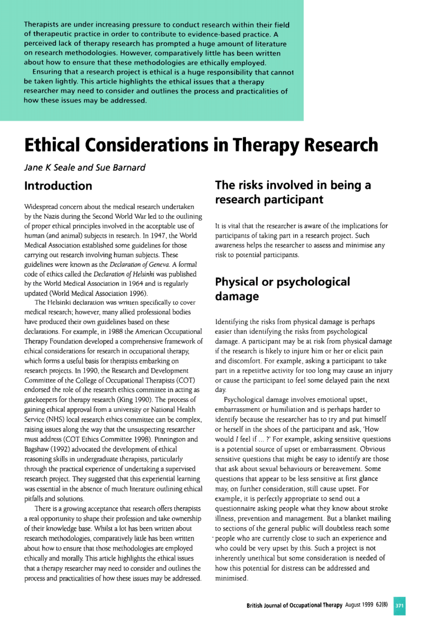 sample ethical consideration in research pdf