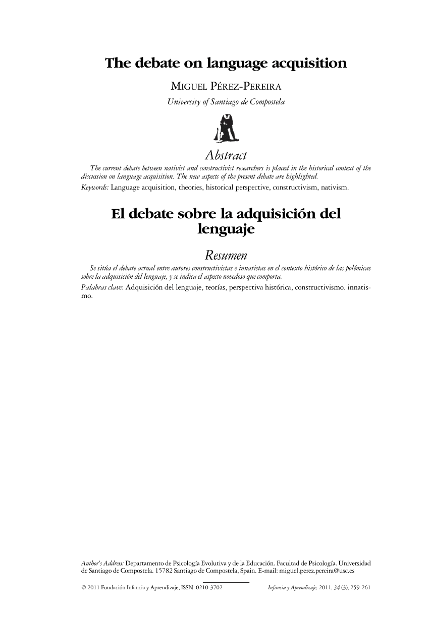 PDF The debate on language acquisition Constructivism versus