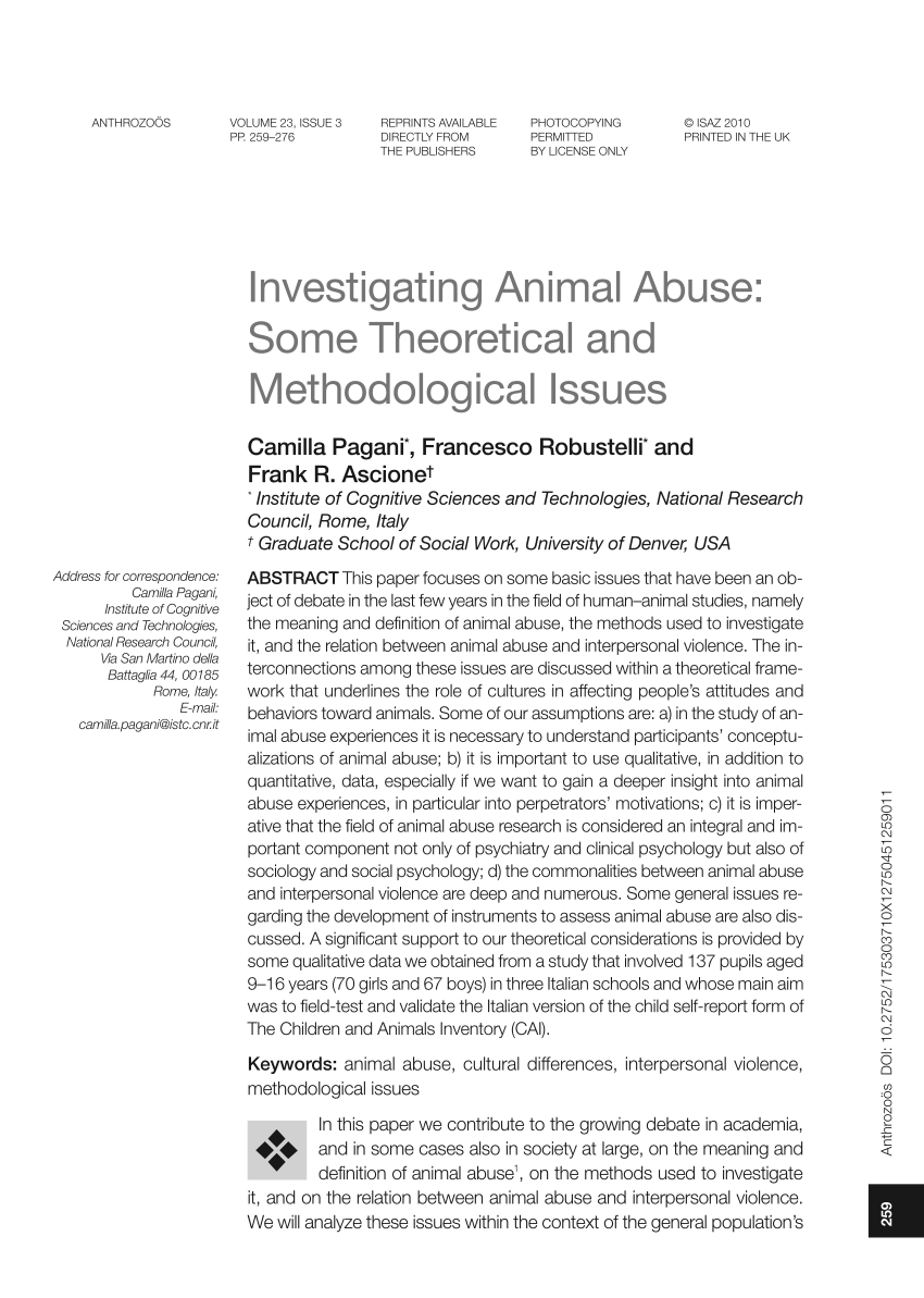 animal cruelty research project