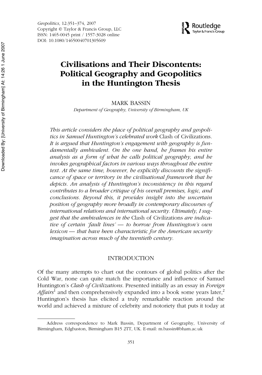 Imperialism and the nation state in Friedrich Ratzel's political geography  - Mark Bassin, 1987