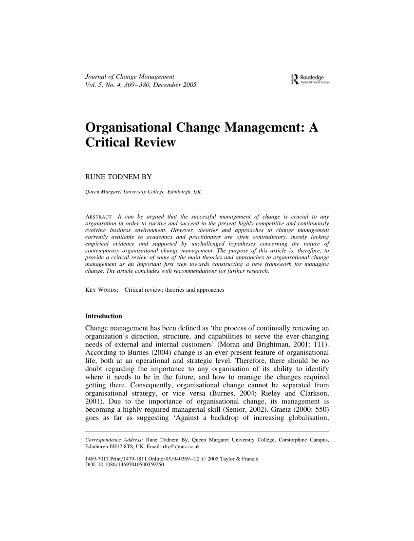 research paper on change management pdf