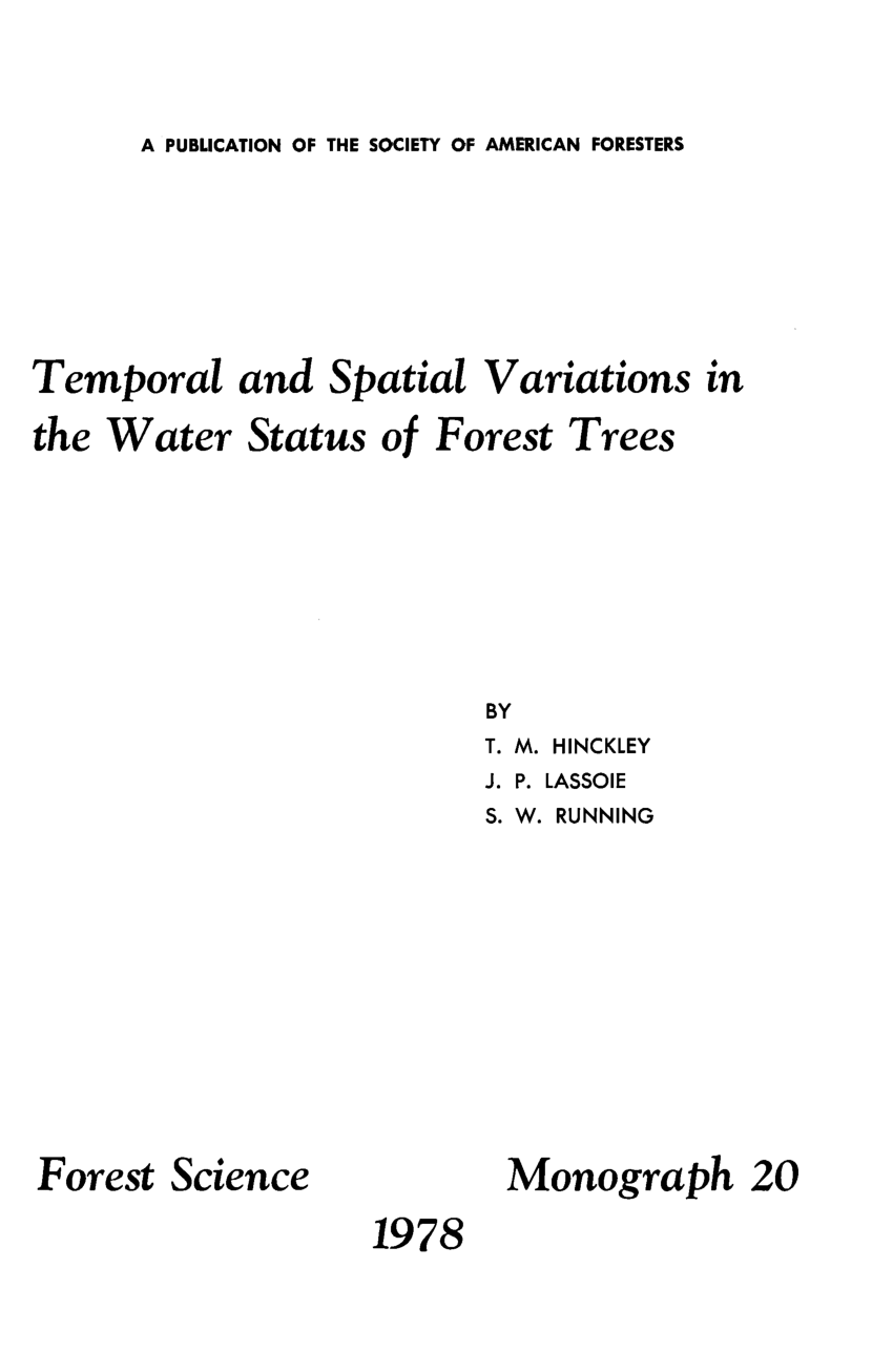 Pdf Temporal And Spatial Variations In The Water Status Of Forest Trees