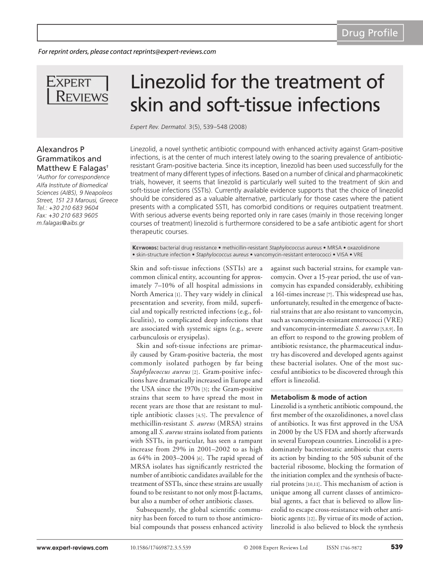 Pdf Linezolid For The Treatment Of Skin And Soft Tissue Infections