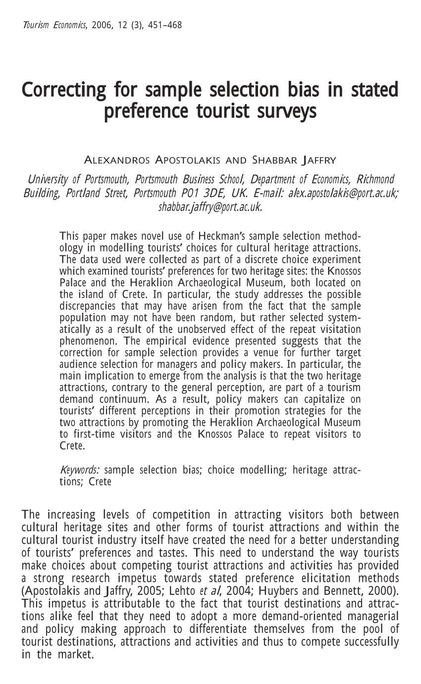 PDF) Correcting for Sample Selection Bias in Stated Preference