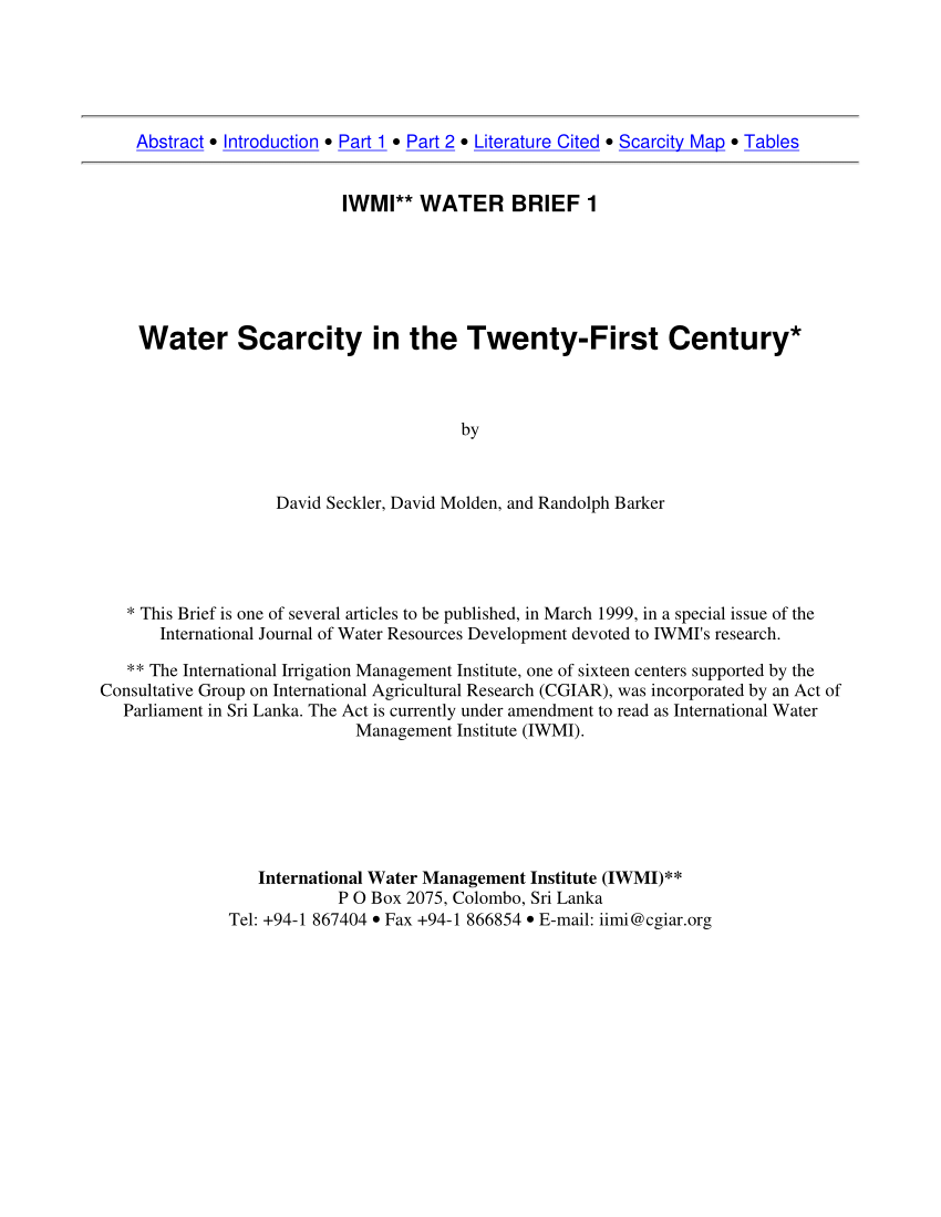 water scarcity research paper pdf
